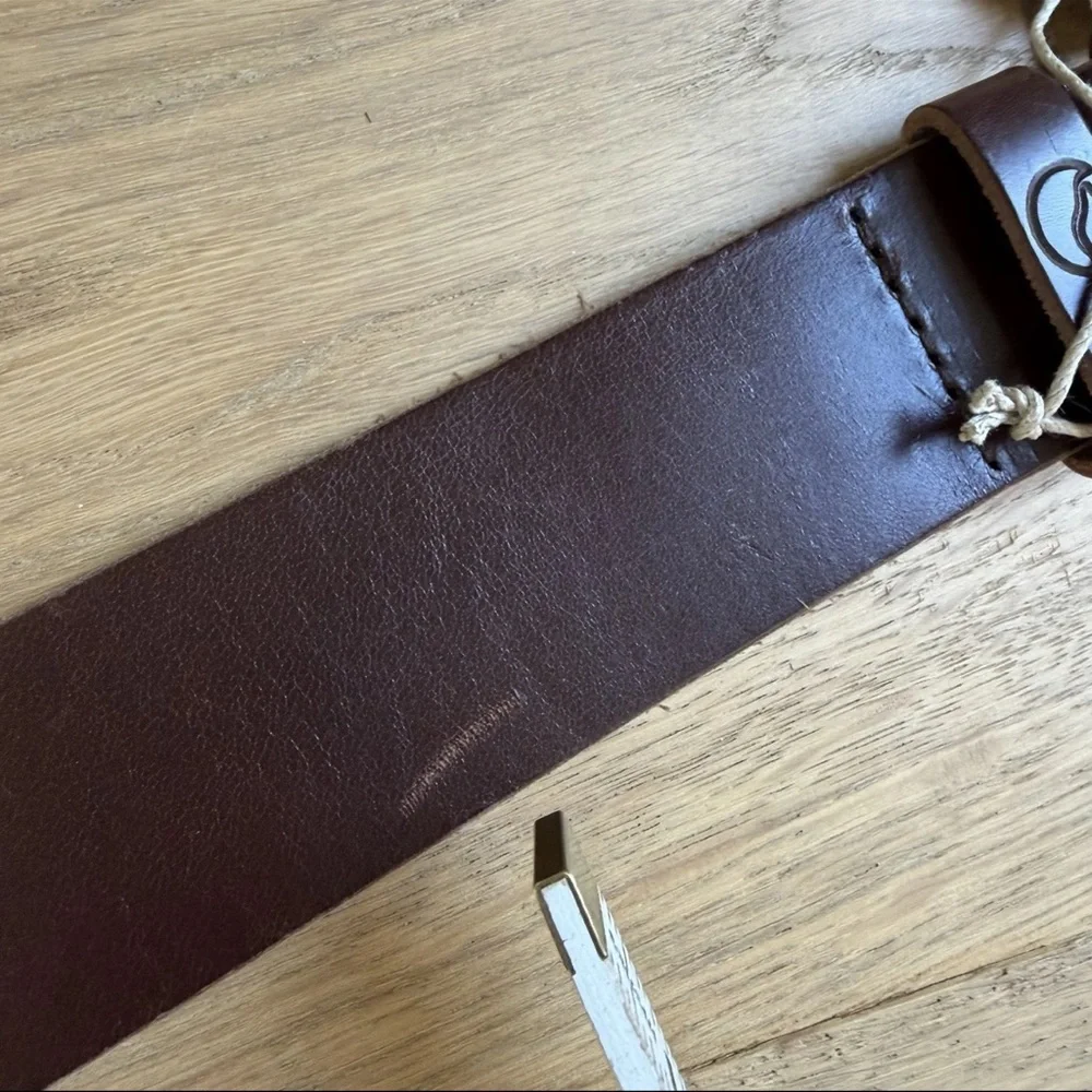Fjällräven Singi Leather Belt Brown 4cm Brass Buckle Size 110 / 44 New With Tag